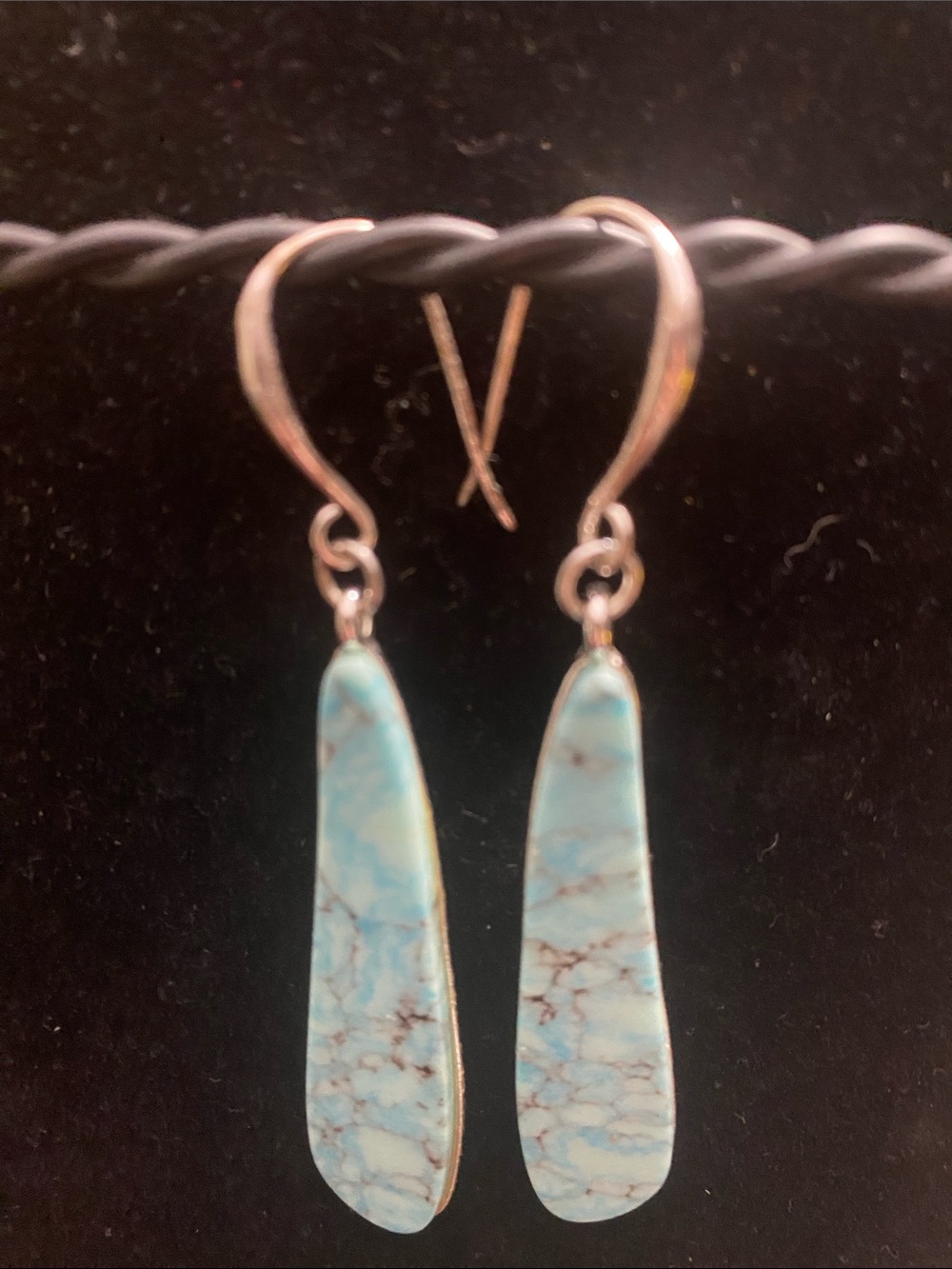 Sterling Silver Turquoise Drop Earrings - Blue